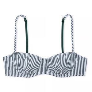 Striped green and White Women's Bra